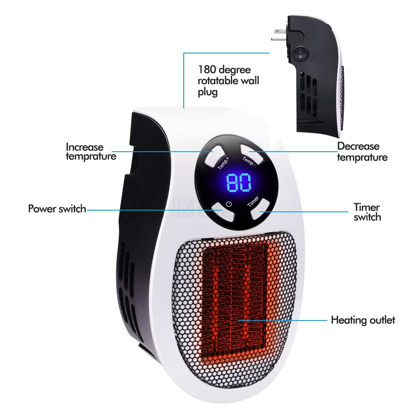 500W Electric Mini Fan Heater: Portable Ceramic Heating Radiator & Body Hand Warmer - Optimal Solution for Home and Office Comfort