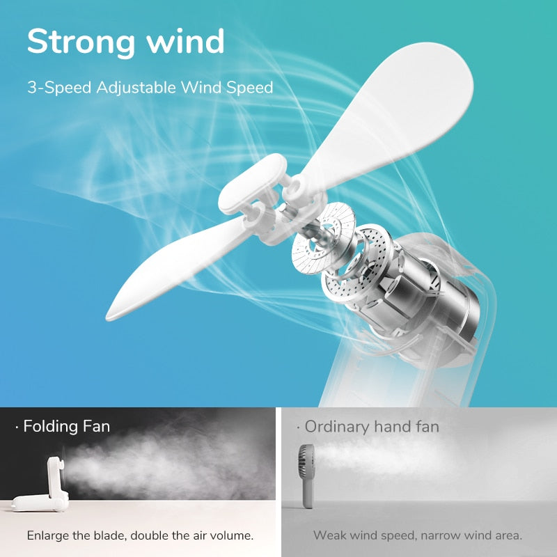 JISULIFE Mini Handheld Fan: High-Capacity 4800mAh USB Rechargeable Portable Fan - Compact Pocket-Sized Cooling Solution with Power Bank & Flashlight Features